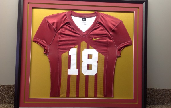 Custom Framed Jersey with Gold Cut Out