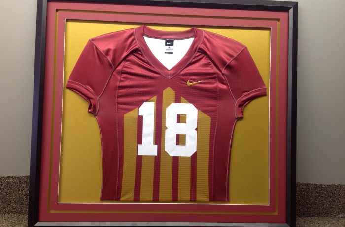 Custom Framed Jersey with Gold Cut Out