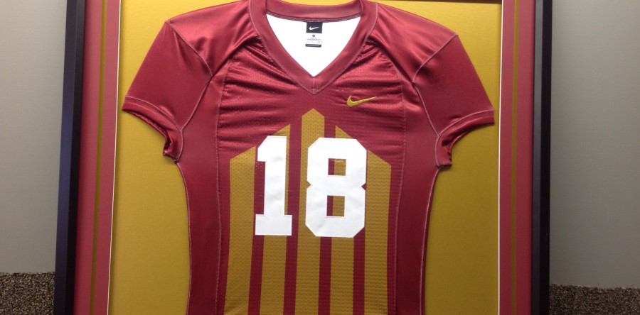 Custom Framed Jersey with Gold Cut Out