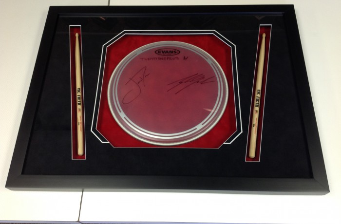Drumhead with Sticks Custom Framed
