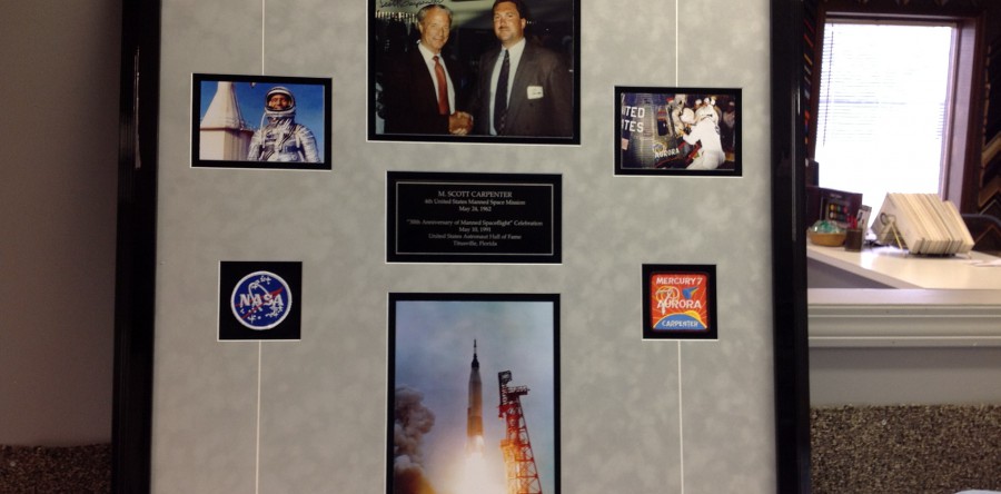 Space Program Items Framed