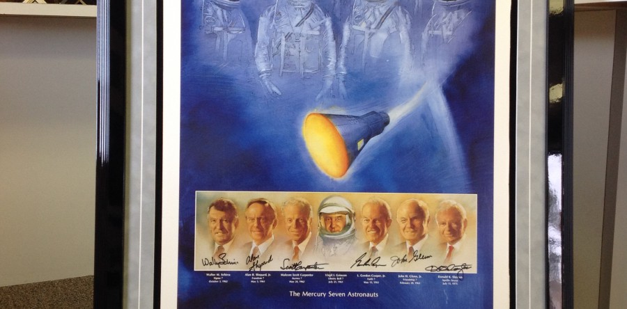 Space Program Items Framed