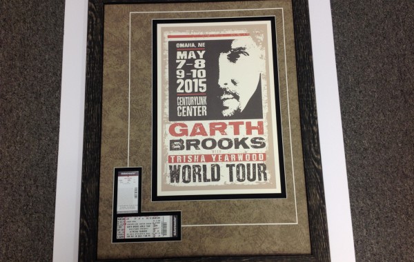 Framed Garth Brooks Poster and Tickets