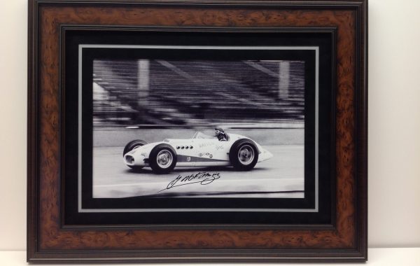 Signed Indy 500 Photo framed with Suede Mats and Wood Frame