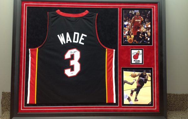 Wade Jersey framed with Photos and Logo