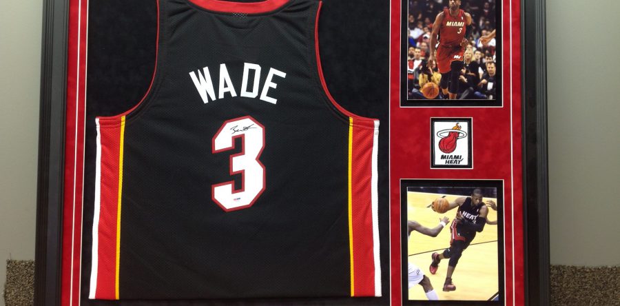 Wade Jersey framed with Photos and Logo