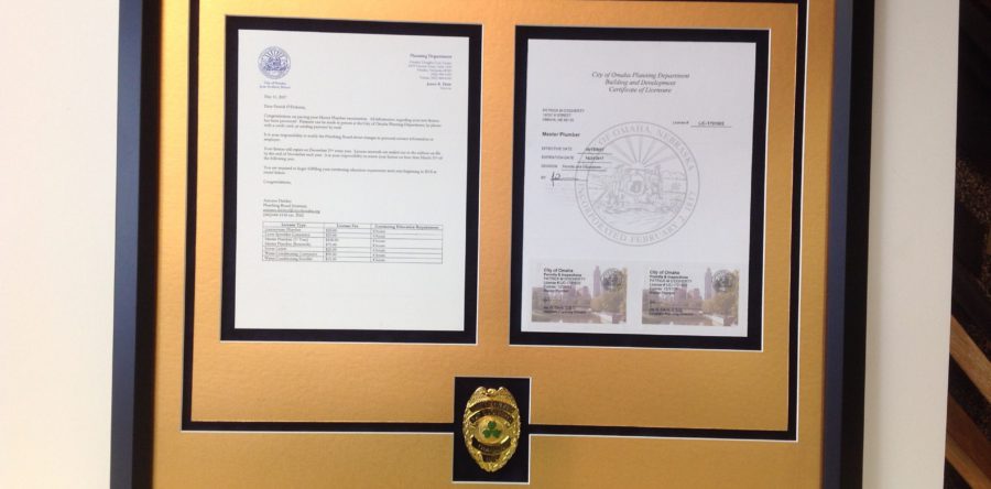 Master Plumber Certificate Framed
