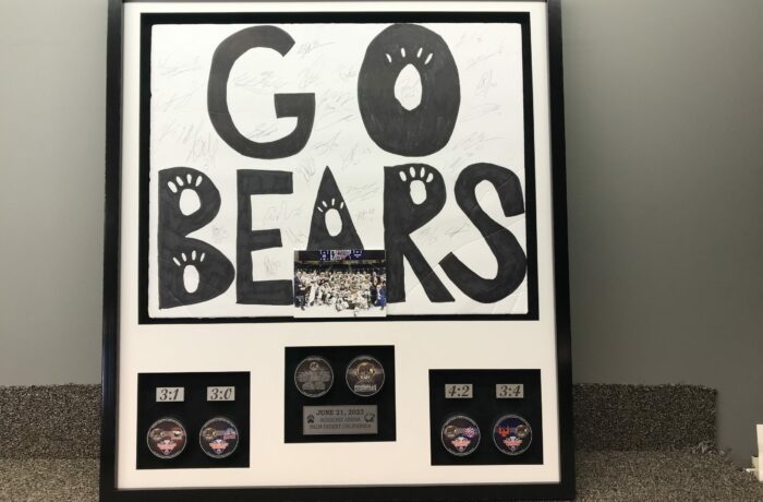 Hockey Pucks, Engraved Plates, and Photos