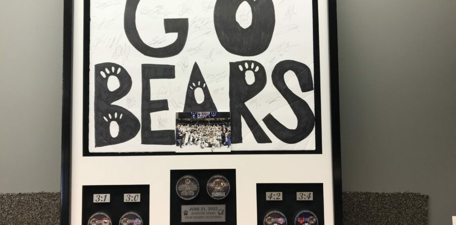 Hockey Pucks, Engraved Plates, and Photos