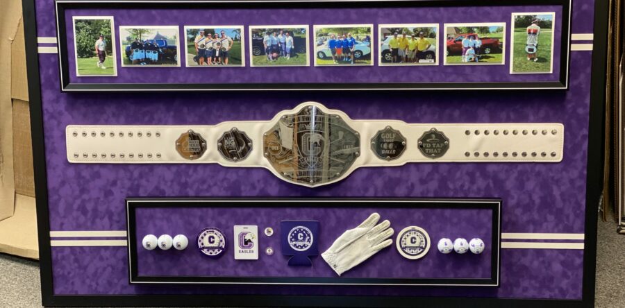 Golf Items Framed for Birthday Surprise