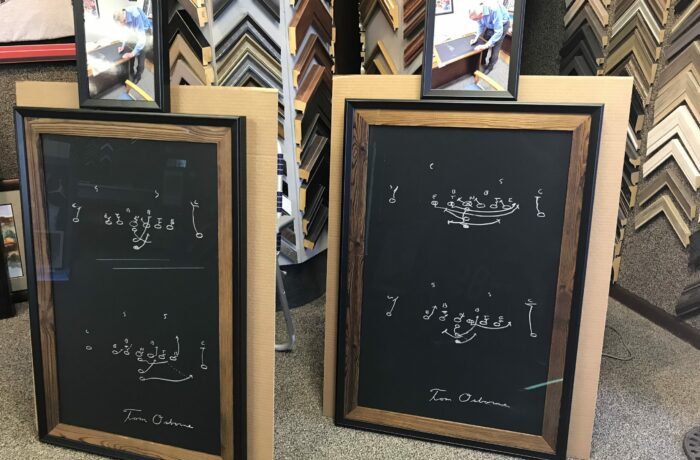 Handwritten Plays on Chalkboard Signed by Tom Osborne