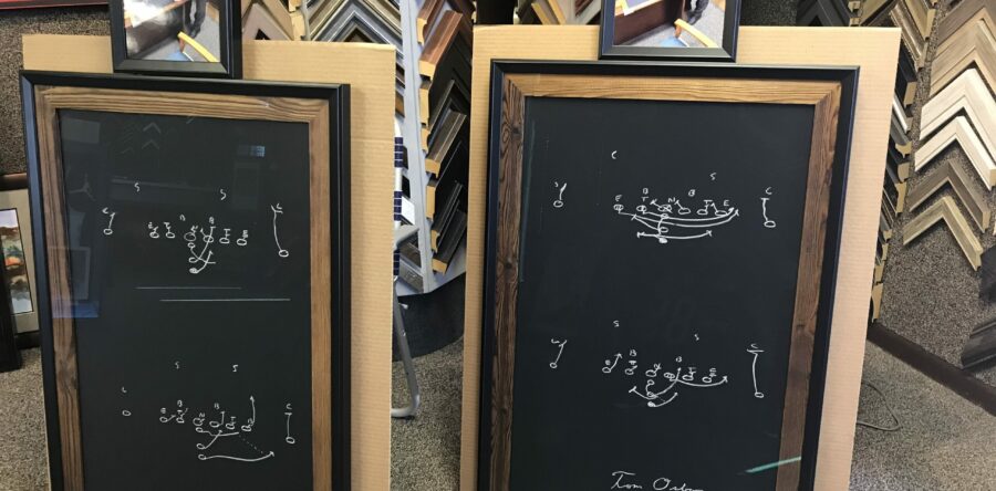 Handwritten Plays on Chalkboard Signed by Tom Osborne
