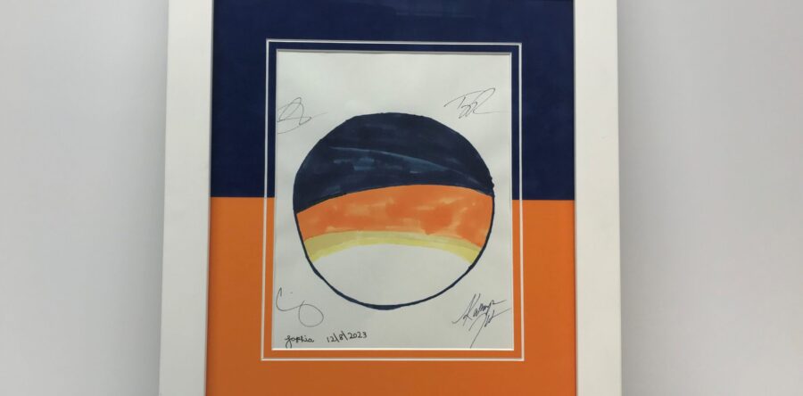 Artwork framed with 2 color matting